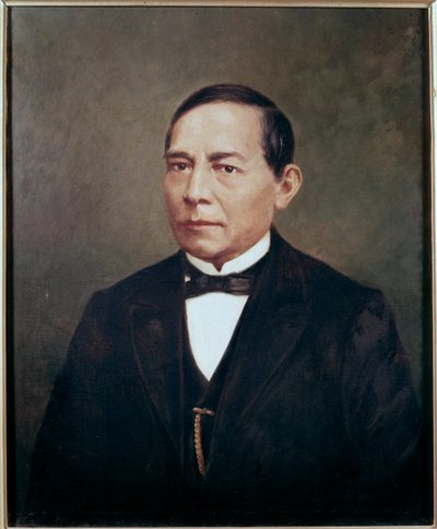 Portret van BENITO PABLO JUAREZ (1806-1872) Mexicaanse staatsman en revolutionair - Portret van Mexicaanse politicus Benito Pablo Juarez (1806-1872) Anoniem schilderij door Unknown artist