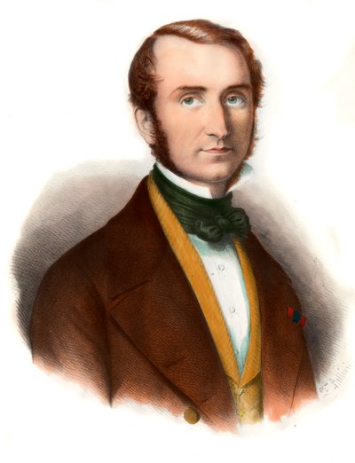 Portret van Baron Justus Von Liebig (1803-1873) chemicus. Gravure uit de 19e eeuw. Privécollectie door Unknown artist