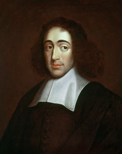 Portret van Baruch Spinoza (1632-1677), Nederlandse filosoof, ook bekend als Bento de Espinosa of Benedictus de Spinoza - anoniem schilderij. Privécollectie. door Unknown artist