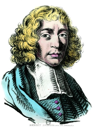 Portret van Baruch de Spinoza (1632 - 1677) Nederlandse filosoof, ook bekend als Bento de Espinosa of Benedictus de Spinoza of Benoit de Spinoza. Gravure van de 17e eeuw door Unknown artist