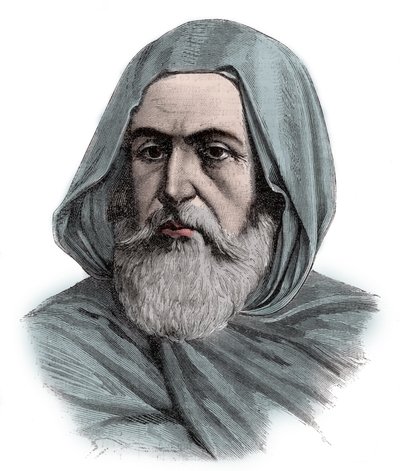 Portret van Ben Mahi Ed Din Abd El Kader (Abd El-Kader) (1808-1883) ABDELKADER, Amir van Mascara, militair en religieus leider - gravure 1883 door Unknown artist