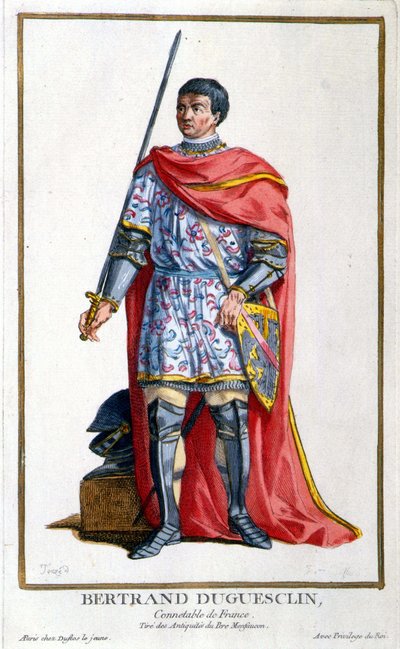 Portret van Bertrand Duguesclin. 19e-eeuwse gravure door Unknown artist