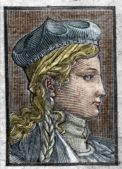 Portret van Brunehaut of Brunehilde (ca. 534-613) vrouw van Sigebert I. door Unknown artist