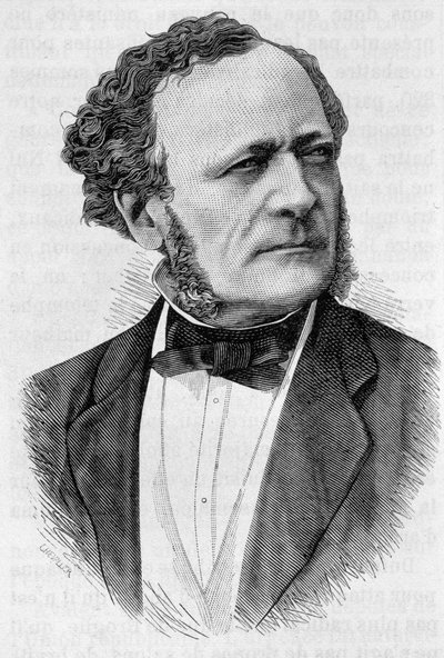 Portret van Buffet. Gravure uit het einde van de 19e eeuw in 