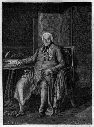 Portret van Kardinaal Jean-Baptiste door Belloy Morangle (1709-1808) Gravure van de 19e eeuw door Unknown artist