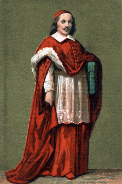 Portret van Kardinaal Jules Mazarin (Giulio Raimondo Mazzarino of Mazarino) (1602-1661) gravure uit 1854 door Unknown artist