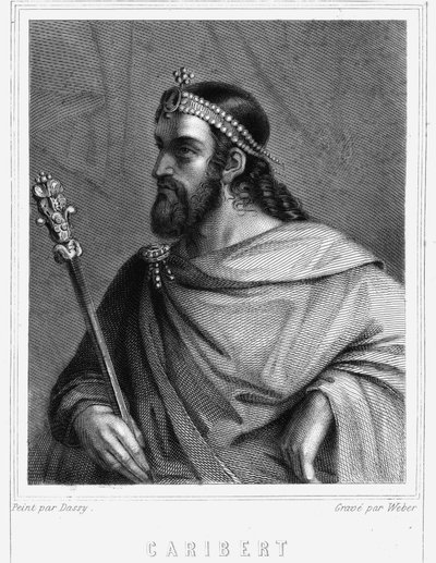 Portret van Caribert (? -?), Koning van Parijs (561-567) - in "Histoire des Français" door Lavallée, gravure, sd. door Unknown artist