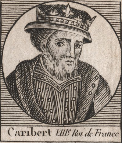 Portret van Caribert, koning van de Franken (561-567). Gravure uit 