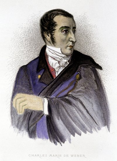 Portret van Carl Maria von Weber, Duitse componist (1786-1826) (gravure) door Unknown artist