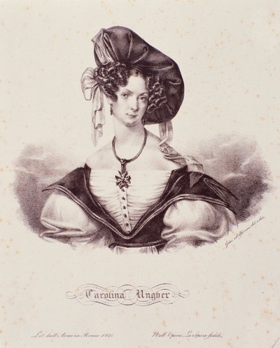 Portret van Caroline Ungher (gravure) door Unknown artist