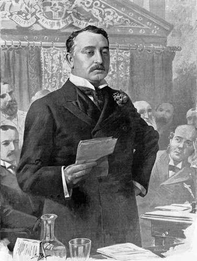 Portret van Cecil John Rhodes (1853-1902) Britse zakenman en koloniaal bestuurder door Unknown artist