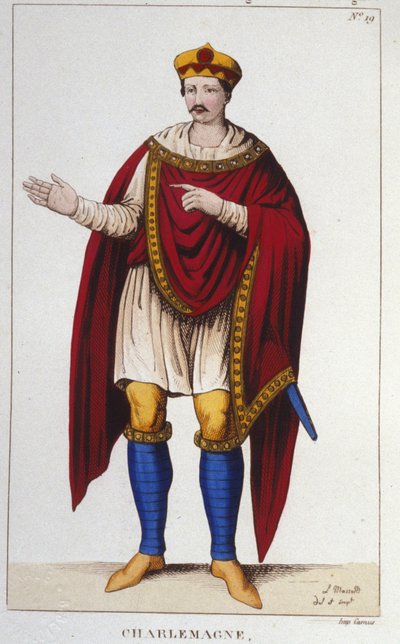 Portret van Karel de Grote of Karel I de Grote (742 - 814) koning van de Franken gegraveerd 1830 door Unknown artist
