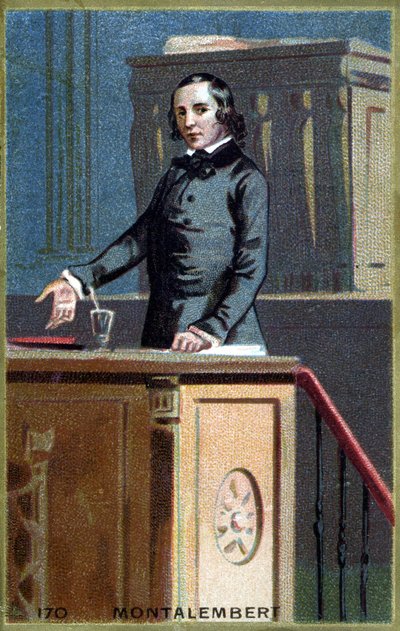 Portret van Charles Forbes, Graaf van Montalembert (1810 - 1870), Franse journalist en politicus. Chromolithografie van het einde van de 19e eeuw door Unknown artist