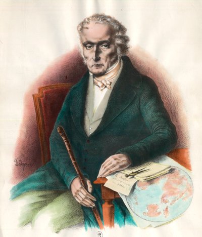 Portret van Charles Fourier (1772 - 1837), Franse socialistische theoreticus. Gravure uit de 19e eeuw. Privécollectie. door Unknown artist