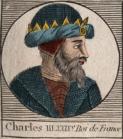 Portret van Karel III de Eenvoudige (879-929) koning van de Franken door Unknown artist