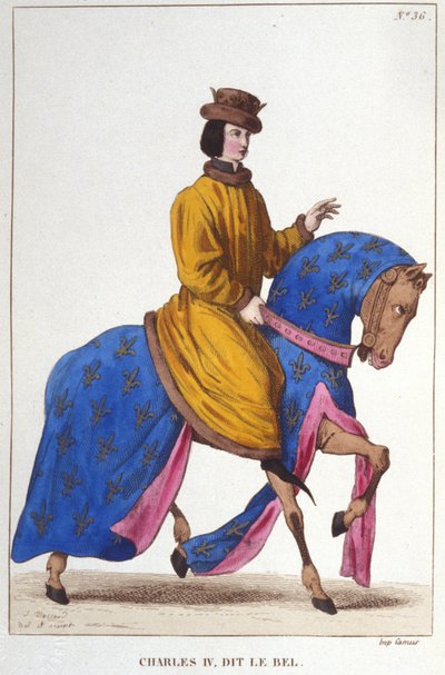 Portret van Karel IV de Schone (ca. 1294 - 1328), Koning van Frankrijk en Navarra gravure 1830 door Unknown artist