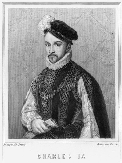 Portret van Karel IX (1550-1574), Koning van Frankrijk - in "Histoire des Français" door Lavallée, gravure, sd. door Unknown artist