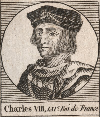 Portret van Karel VIII (1470-1498), koning van Frankrijk - gravure uit 