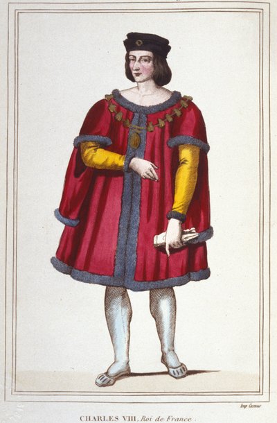 Portret van Karel VIII (1470 - 1498), koning van Frankrijk gravure uit 1830 door Unknown artist