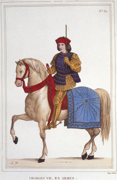 Portret van Charles VII (1403 - 1461), Koning van Frankrijk, gravure uit 1830 door Unknown artist