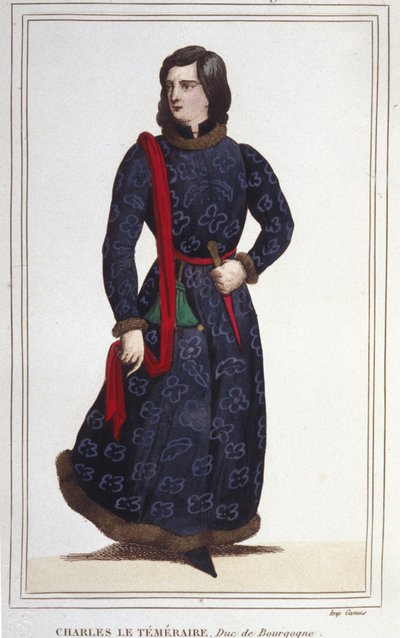 Portret van Karel de Stoute (1433-1477), Hertog van Bourgondië. Gravure uit 1830 door Unknown artist