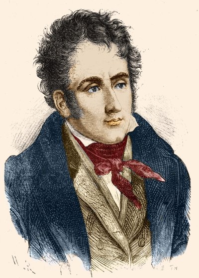 Portret van Chateaubriand. Gravure 19e eeuw door Unknown artist