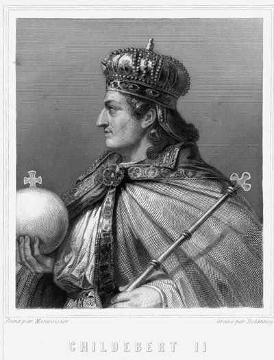Portret van Childebert II (v. 570 - 596), Koning van Austrasië - in 