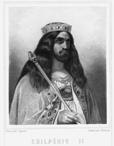 Portret van Childeric III (v. 670 - 721), Koning van Neustrië - in 
