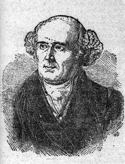 Portret van Christian Hahnemann (1755 - 1843), oprichter en arts van de homeopathie. Gravure uit de 19e eeuw. door Unknown artist