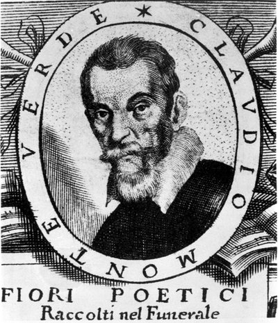 Portret van Claudio Monteverdi (1567 - 1643) naar het frontispice van Fiori poetici raccolti nel funerale del molto illustrious e molto reverendo Signor Claudio Monteverdi, gepubliceerd in Venetië in 1644. door Unknown artist