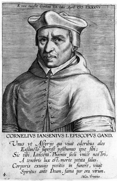 Portret van Cornelius Jansen, ook wel Jansenius (1585-1638), grondlegger van het Jansenisme. Gravure uit de 17e eeuw. door Unknown artist