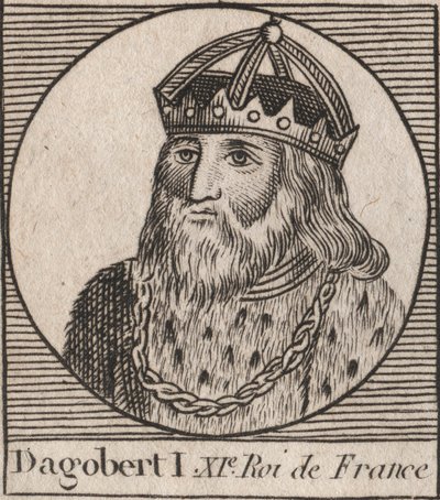 Portret van Dagobert, koning van de Franken van 628 tot 638 - Dagobert (605-39) koning van de Franken - gravure uit 