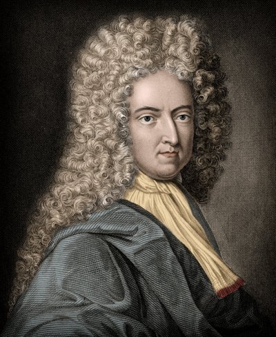 Portret van Daniel de Foe of Defoe (1660-1731), Engelse schrijver en journalist - Daniel Defoe (1660-1731) - Engelse romanschrijver en journalist door Unknown artist