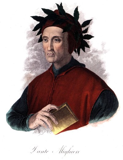 Portret van Dante (1265-1321), Italiaanse dichter, gravure 19e eeuw door Unknown artist