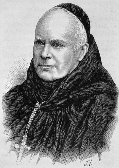 Portret van Dom Guéranger (1805 - 1875). Gravure uit het einde van de 19e eeuw in 