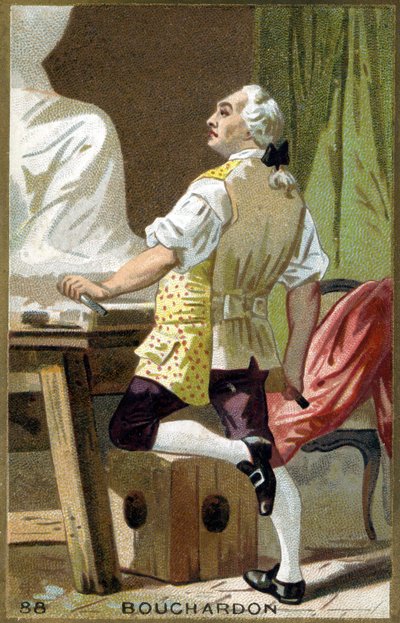 Portret van Emile Bouchardon (1698-1762), Franse beeldhouwer en tekenaar. Chromolithografie 19e eeuw. door Unknown artist