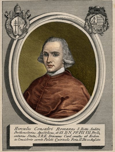 Portret van Ercole Consalvi (1757-1824), kardinaal staatssecretaris van Pius VII. Gravure uit de 19e eeuw door Unknown artist