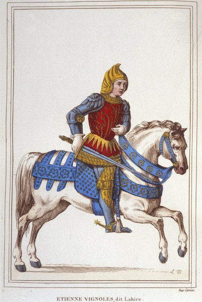 Portret van Etienne de Vignoles of Vignolles genaamd La Hire (Lahire). Franse krijgsman 1390-1443. Gravure van 1830 door Unknown artist