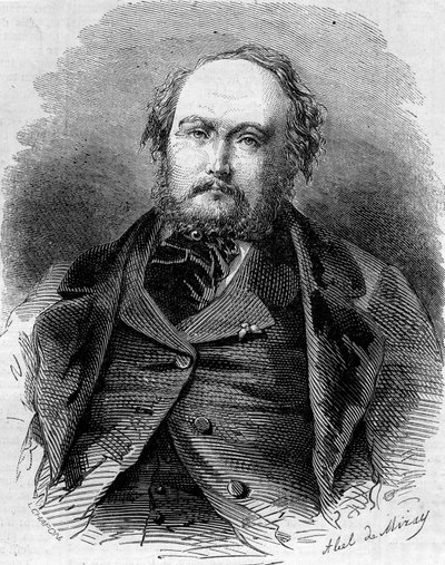 Portret van Eugene Guinot (1812-1861), Franse journalist, romanschrijver en toneelschrijver. Ook bekend als Pierre Durand en Paul Vermond (gravure in 
