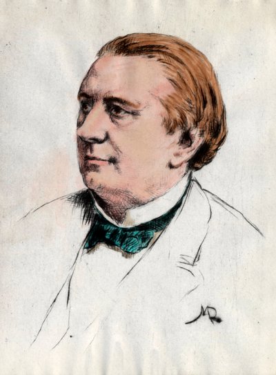 Portret van Eugene Labiche (1815-1888) Schrijver Gravure uit de 19e eeuw Privécollectie door Unknown artist
