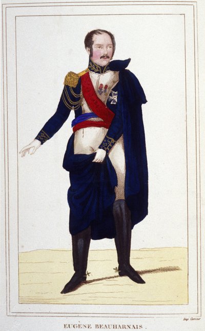 Portret van Eugene Rose de Beauharnais, Prins Eugene (1781-1824), Generaal, Prins en Onderkoning van Italië. Gravure uit 1830 door Unknown artist