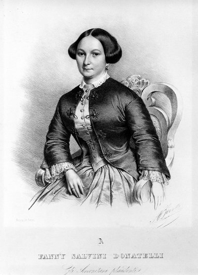 Portret van Fanny Salvini Donatelli, zangeres die de eerste Violetta speelde in La Traviata door Giuseppe Verdi in 1853 door Unknown artist