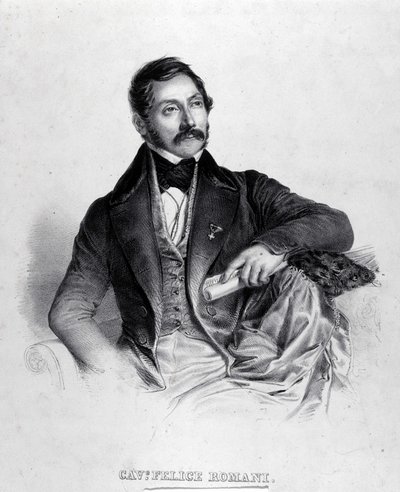 Portret van Felice Romani, librettist, dichter en Italiaanse criticus (1788-1865). door Unknown artist