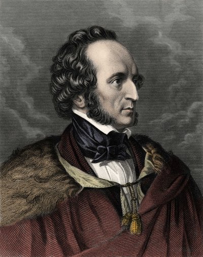 Portret van Felix Mendelssohn Bartholdy (1809-1847), Duitse componist en dirigent. door Unknown artist