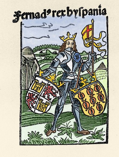 Portret van Ferdinand I van Aragon de Rechtvaardige (1380-1416), koning van Spanje (gravure uit 