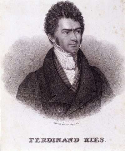 Portret van Ferdinand Ries (1784 - 1838), Duitse componist en pianist. Gravure uit de 19e eeuw door Unknown artist