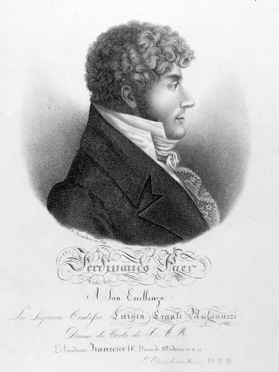 Portret van Ferdinando Paer (1771 - 1839). Hij was kapelmeester van Napoleon I en daarna directeur van de Opera Comique. door Unknown artist