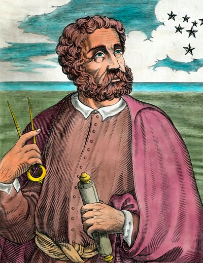 Portret van Ferdinand Magellaan (1480-1521), Portugese ontdekkingsreiziger - Gravure 16e eeuw - Privécollectie door Unknown artist