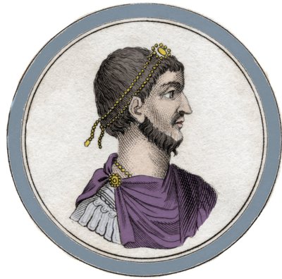 Portret van Flavius Claudius Julianus (331-363), genaamd Julianus de Afvallige ook wel Julianus de Filosoof of Julianus II of Julianus de Keizer. Gravure uit de 19e eeuw door Unknown artist