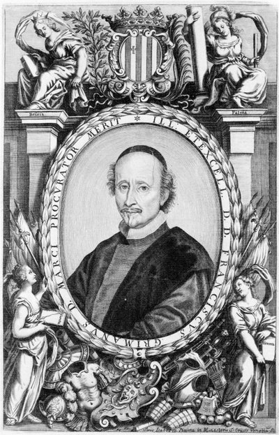 Portret van Francesco Grimani, Venetiaanse geestelijke uit de 16e eeuw. Hij was bisschop en patriarch van Venetië. Gravure door Unknown artist